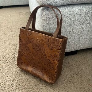 Vintage Brown Square Floral Purse